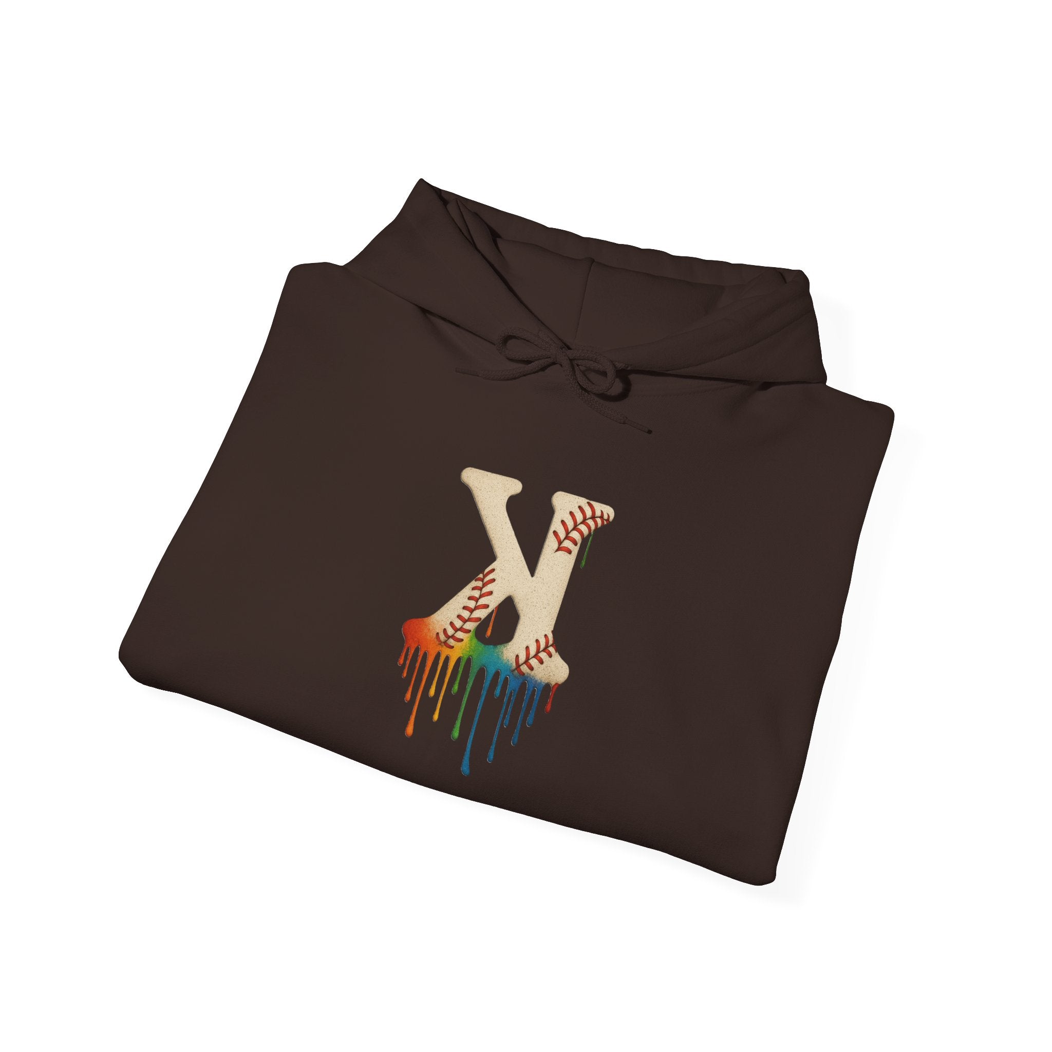 Baseball Strikeout Drippy Hoodie, Unisex Heavy Blend Sweatshirt, Trendy Streetwear, Casual Winter Outfit, Unique Gift for Art Lovers, Creative Apparel