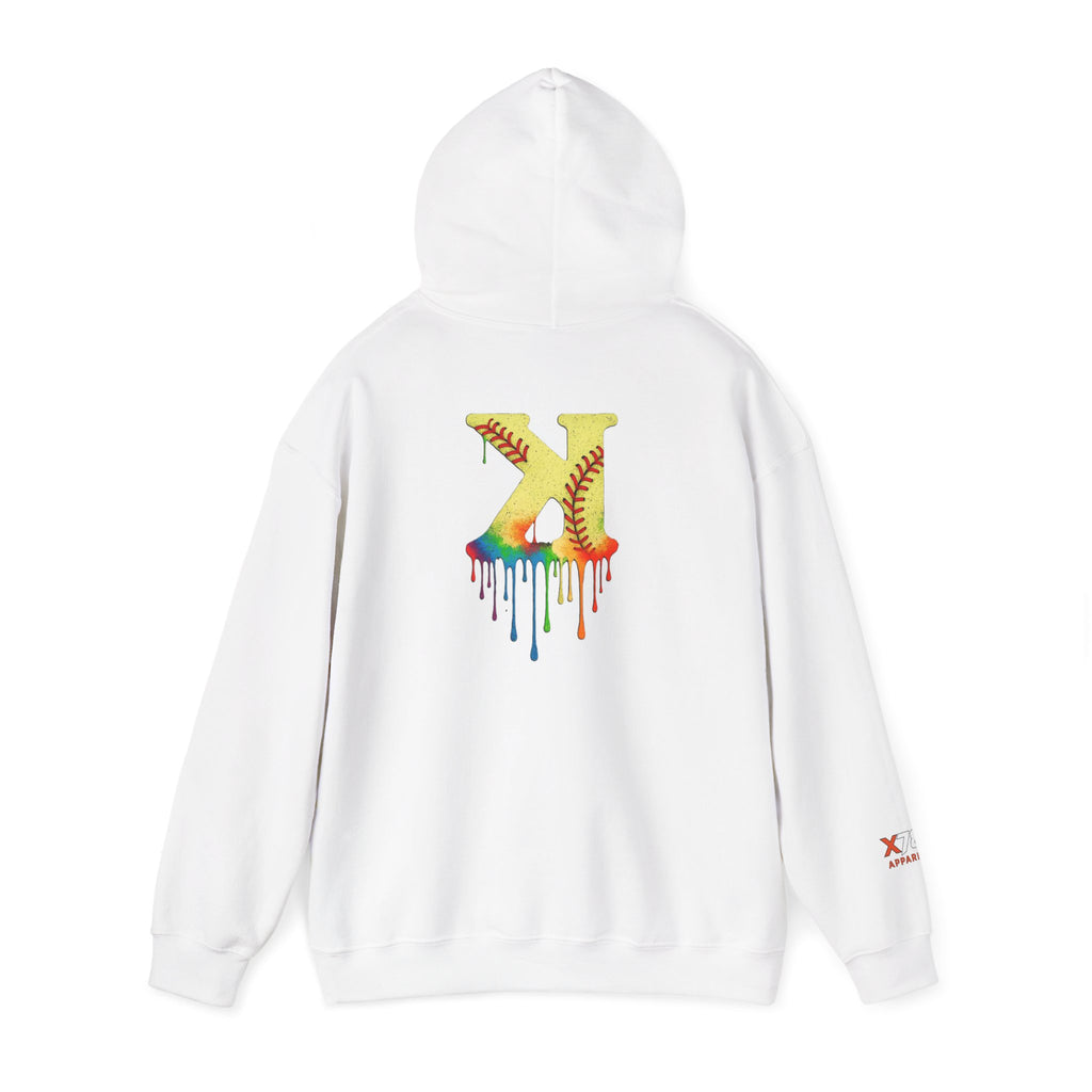 Softball Strikeout Drippy Paint Hoodie, Unisex Sweatshirt, Artistic Gift, Streetwear Style, Comfortable Casual Wear, Unique Hooded Top