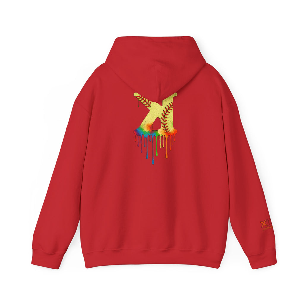 Softball Strikeout Drippy Paint Hoodie, Unisex Sweatshirt, Artistic Gift, Streetwear Style, Comfortable Casual Wear, Unique Hooded Top