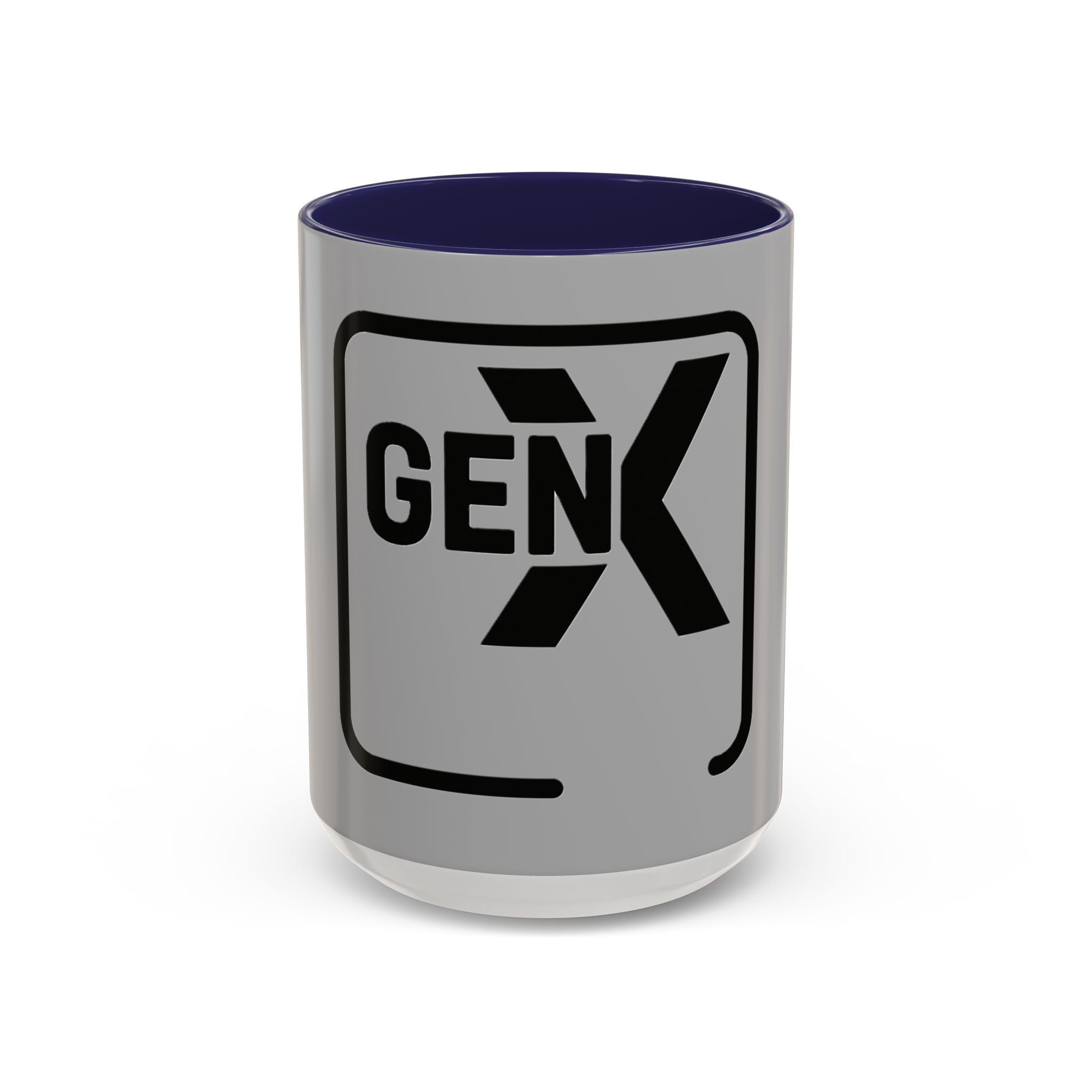 'Gen X' Accent Coffee Mug - Trendy Gift for Retro Lovers, Black and Gray Mug for Home Office, Vintage Style, Coffee Lover's Gift