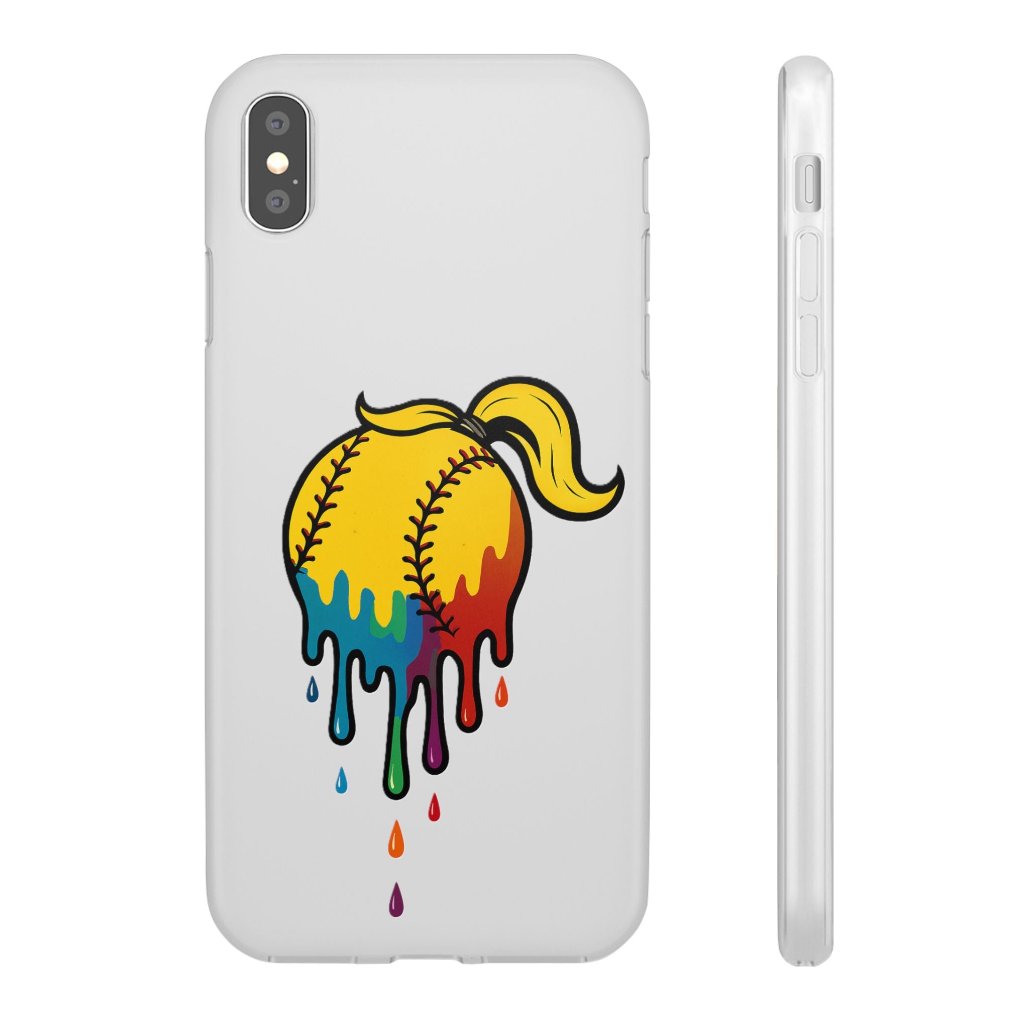 'Drippy' Colorful Baseball Flexi Case, Phone Cover for Softball Lovers, Sporty Gift for Athletes, Fun Accessory for Teens, Vibrant Custom Phone Shell