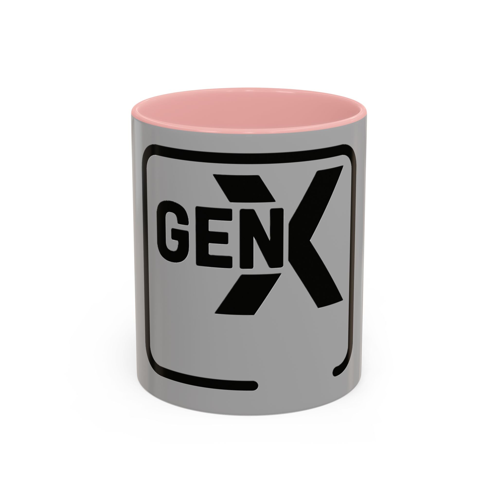 'Gen X' Accent Coffee Mug - Trendy Gift for Retro Lovers, Black and Gray Mug for Home Office, Vintage Style, Coffee Lover's Gift