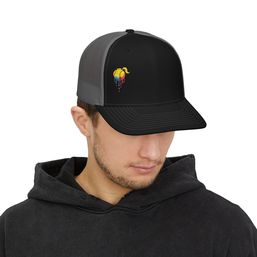 'Drippy' Colorful Elephant Embroidered Snapback Trucker Cap, Festival Hat, Gift for Animal Lovers, Summer Accessory, Casual Style