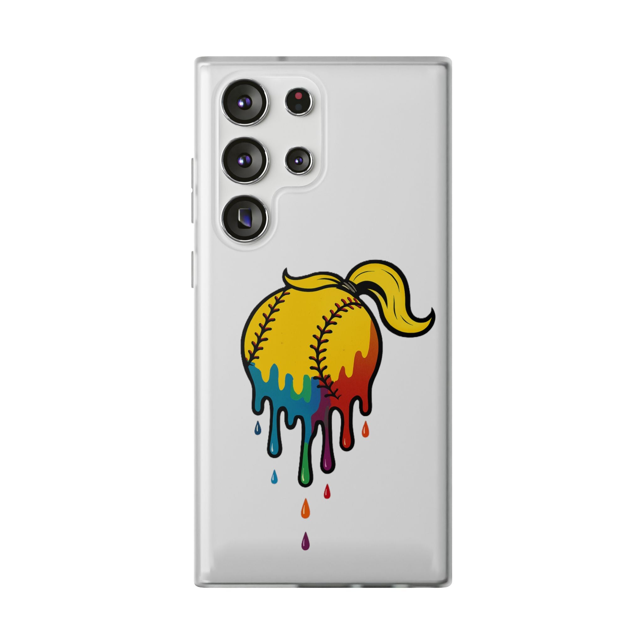 'Drippy' Colorful Baseball Flexi Case, Phone Cover for Softball Lovers, Sporty Gift for Athletes, Fun Accessory for Teens, Vibrant Custom Phone Shell
