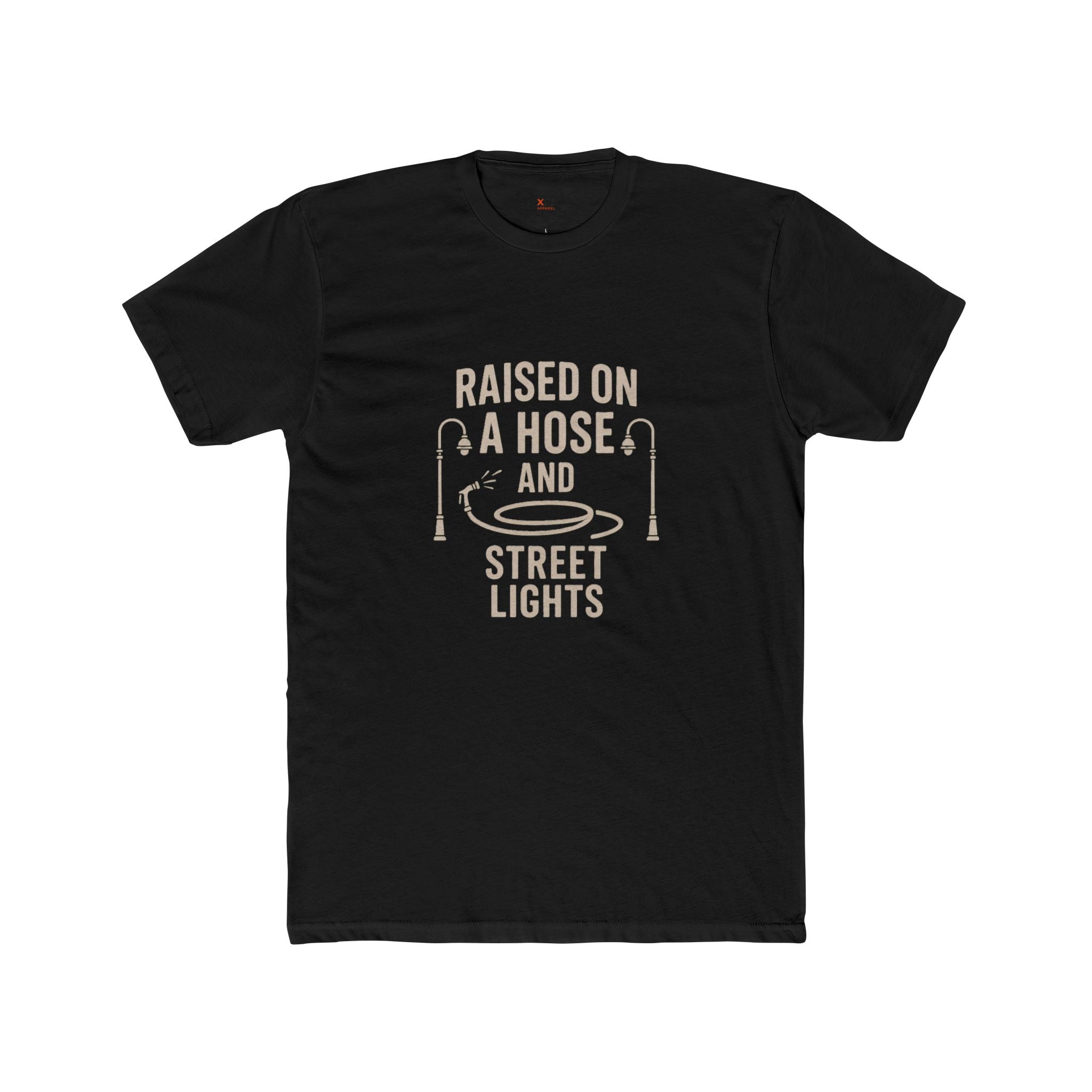 'Raised On A Hose And Street Lights' Cotton Crew Tee, Casual Graphic T-Shirt, Summer Outfit, Gift for him/her, Outdoor Fun, Nostalgic Apparel, Everyday Wear