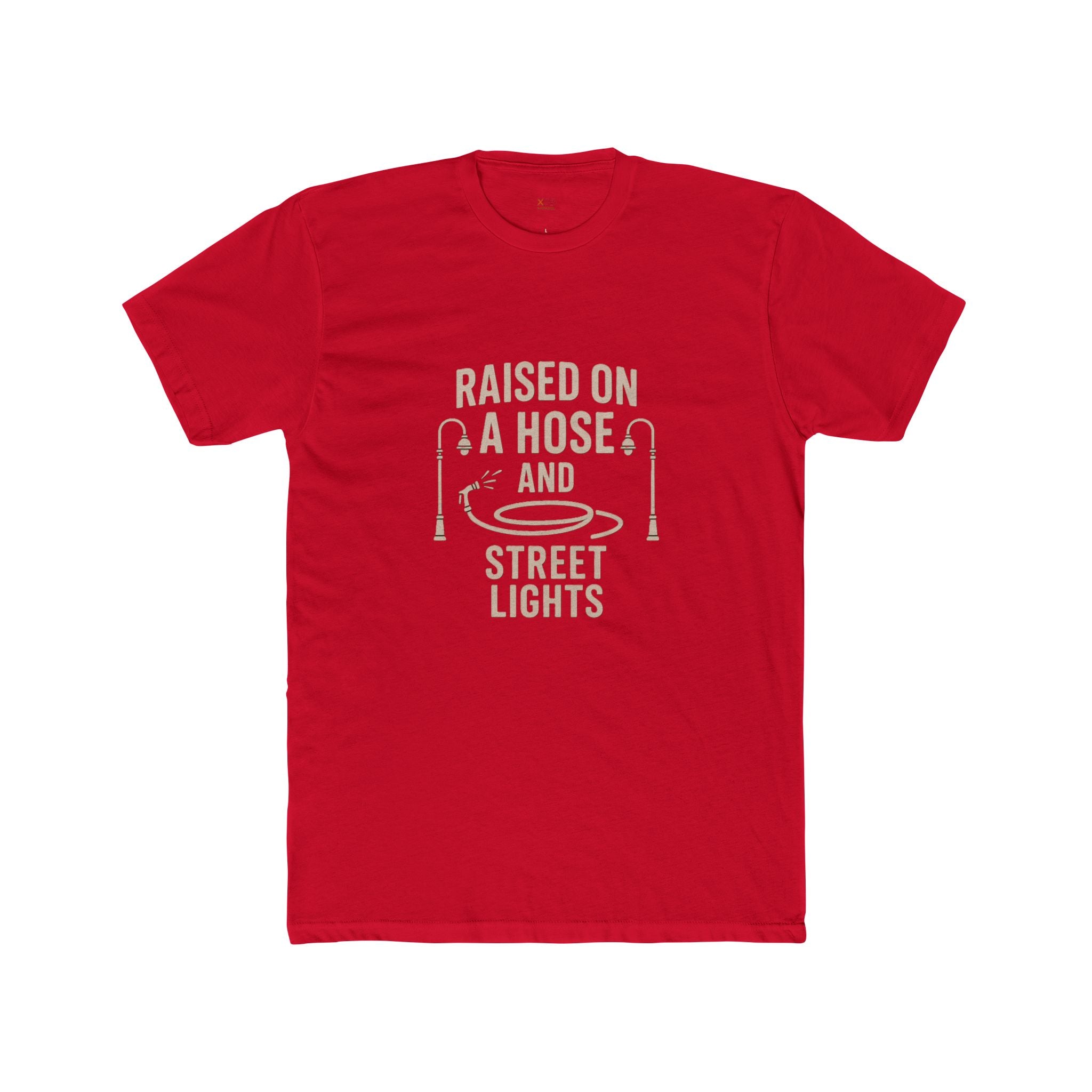 'Raised On A Hose And Street Lights' Cotton Crew Tee, Casual Graphic T-Shirt, Summer Outfit, Gift for him/her, Outdoor Fun, Nostalgic Apparel, Everyday Wear
