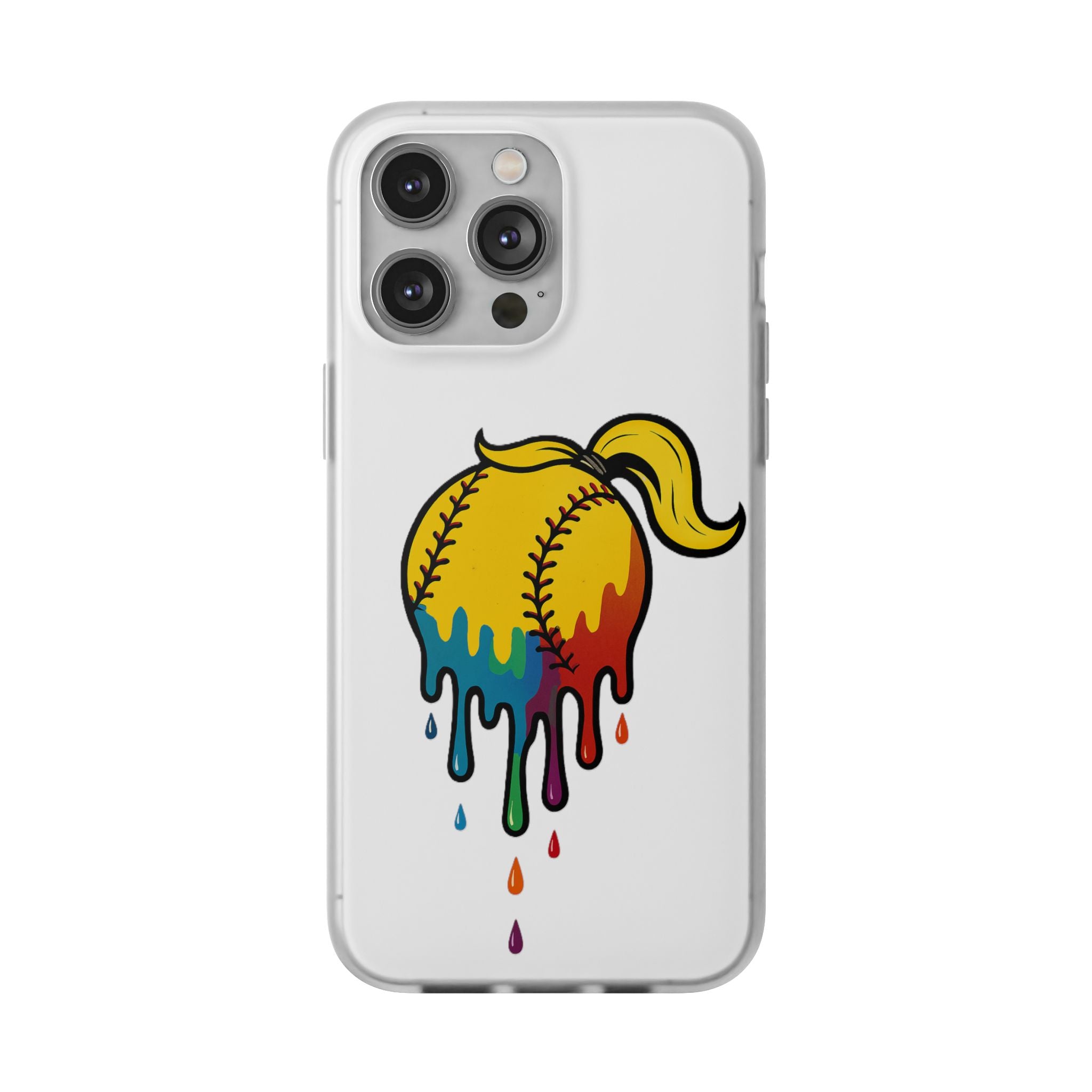 'Drippy' Colorful Baseball Flexi Case, Phone Cover for Softball Lovers, Sporty Gift for Athletes, Fun Accessory for Teens, Vibrant Custom Phone Shell