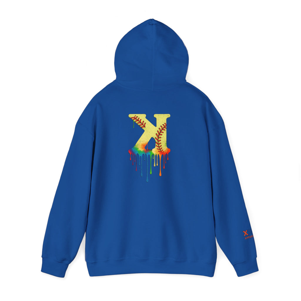 Softball Strikeout Drippy Paint Hoodie, Unisex Sweatshirt, Artistic Gift, Streetwear Style, Comfortable Casual Wear, Unique Hooded Top