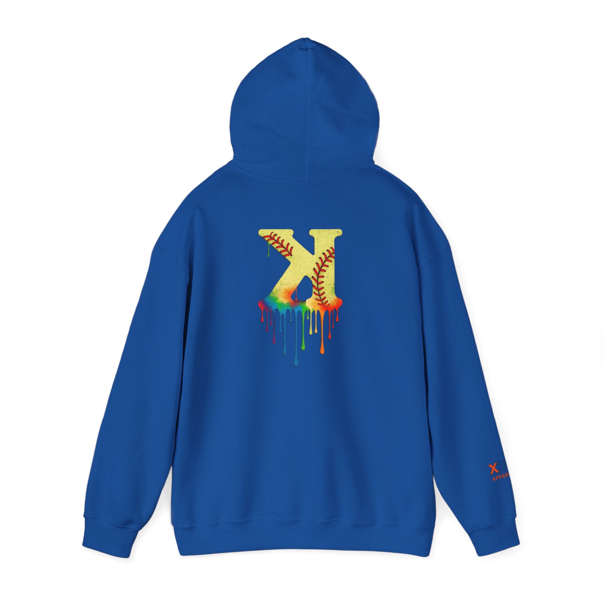 Softball Strikeout Drippy Paint Hoodie, Unisex Sweatshirt, Artistic Gift, Streetwear Style, Comfortable Casual Wear, Unique Hooded Top